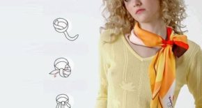 Фото: желто-красный платок на шее у девушки