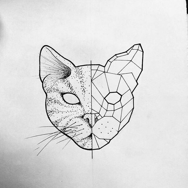 эскиз геометрия кошка